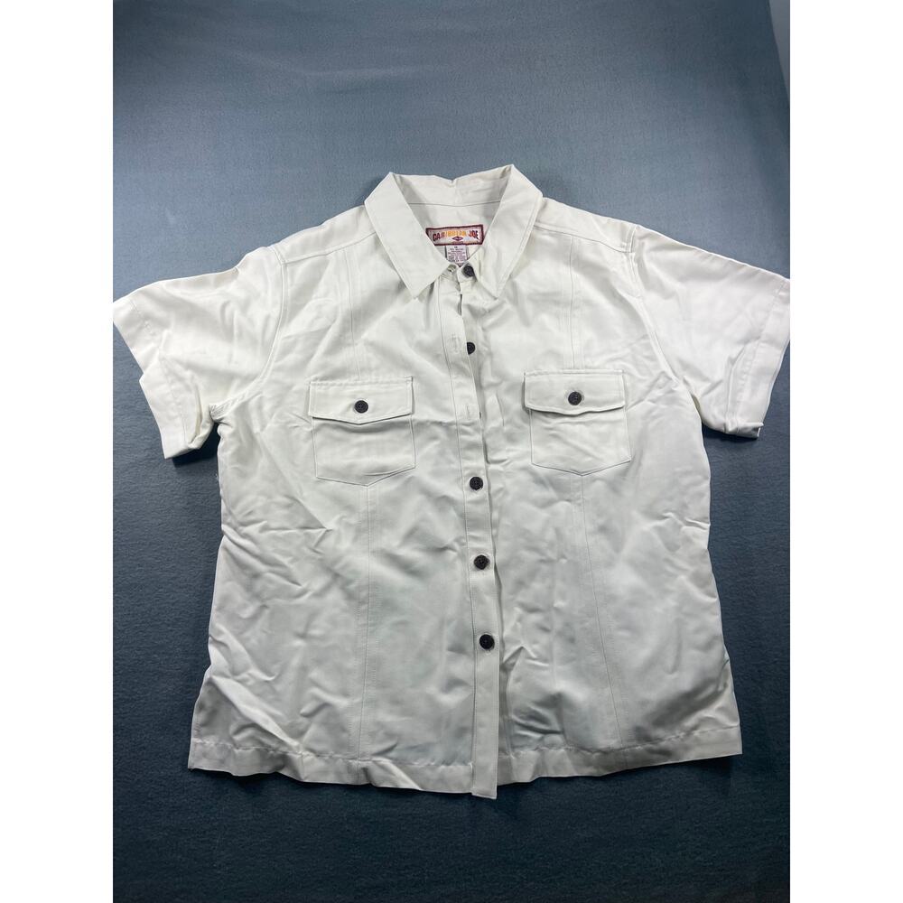 Caribbean Joe Men's 1X Beige Short Sleeve Hawaiian Button-Up Shirt